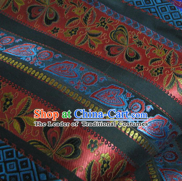 Chinese Traditional Royal Palace Pattern Design Mongolian Robe Black Brocade Fabric Ancient Costume Tang Suit Cheongsam Hanfu Material