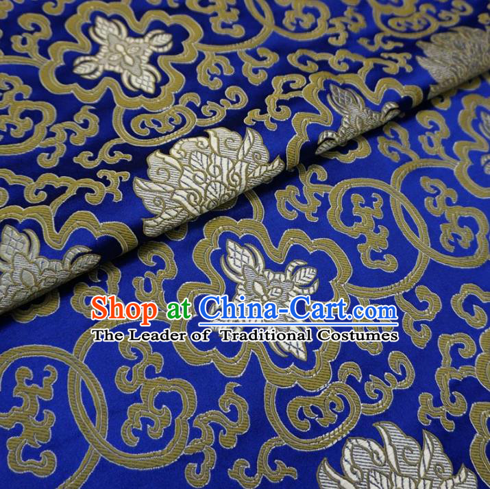 Chinese Traditional Royal Palace Pattern Design Blue Brocade Mongolian Robe Fabric Ancient Costume Tang Suit Cheongsam Hanfu Material