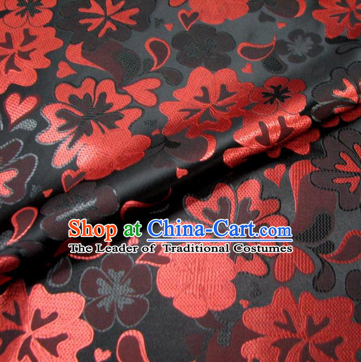 Chinese Traditional Palace Flowers Pattern Hanfu Black Brocade Fabric Ancient Costume Tang Suit Cheongsam Material