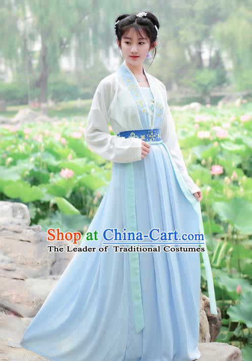 Traditional Chinese Tang Dynasty Palace Princess Hanfu Embroidered Costume for Women