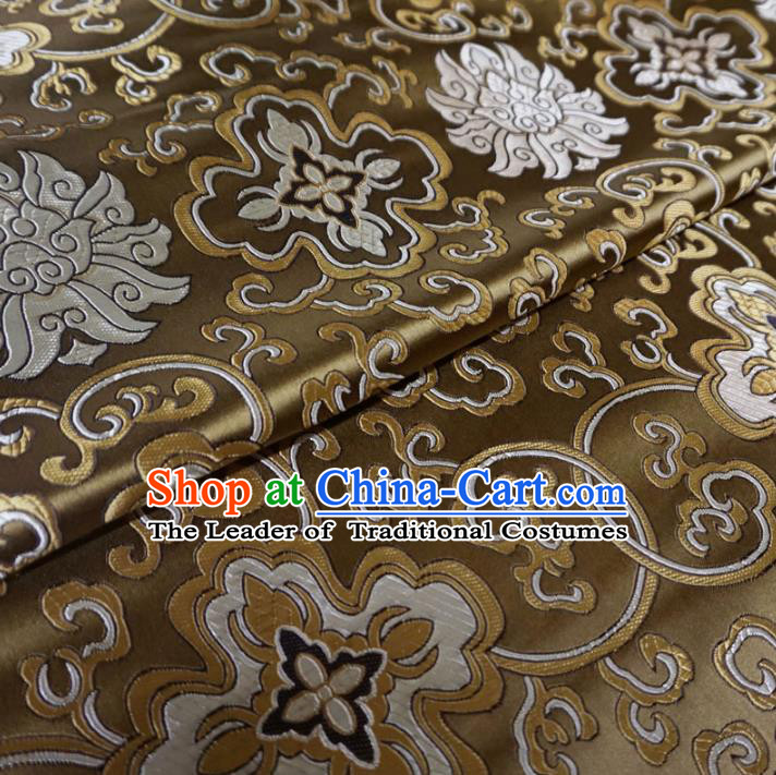 Chinese Traditional Palace Pattern Hanfu Brown Brocade Fabric Ancient Costume Tang Suit Cheongsam Material