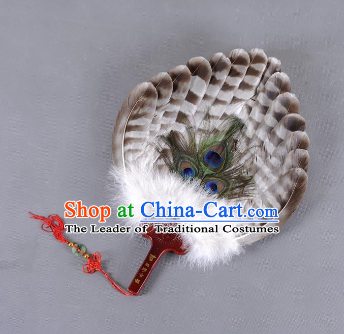 Traditional Chinese Crafts Folding Fan China Eagle Feather Fan Oriental Fan Zhuge Liang Fans