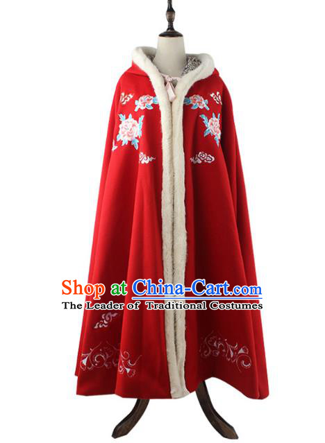 Traditional Chinese Ancient Ming Dynasty Princess Palace Lady Hanfu Costume Embroidered Cloak for Women
