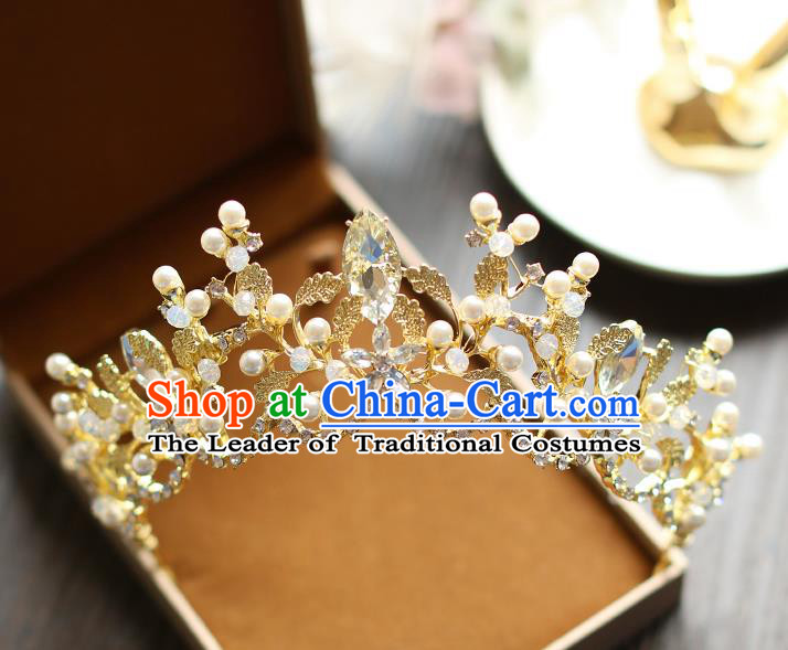 Chinese Traditional Bride Hair Jewelry Accessories Baroque Wedding Crystal Royal Crown for Women