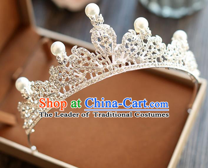 Chinese Traditional Hair Accessories Baroque Bride Wedding Princess Crystal Royal Crown for Women