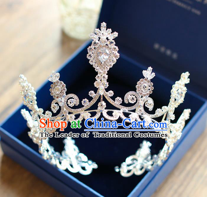 Chinese Traditional Hair Accessories Baroque Wedding Bride Crystal Royal Crown for Women