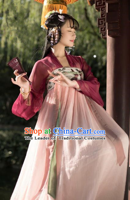 Traditional Chinese Ancient Palace Lady Hanfu Clothing Tang Dynasty Princess Embroidered Costume for Women