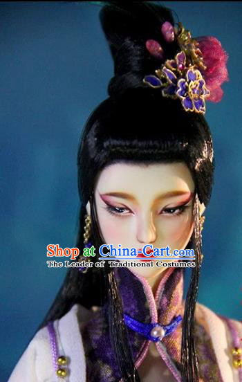 Chinese Traditional Silk Figurine Doll Hair Accessories Hairpins Ancient Princess Headwear