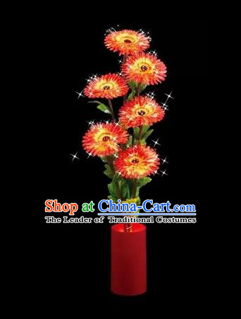 Chinese Traditional Electric LED Lantern Desk Lamp Home Decoration Red Daisy Flowers Lights