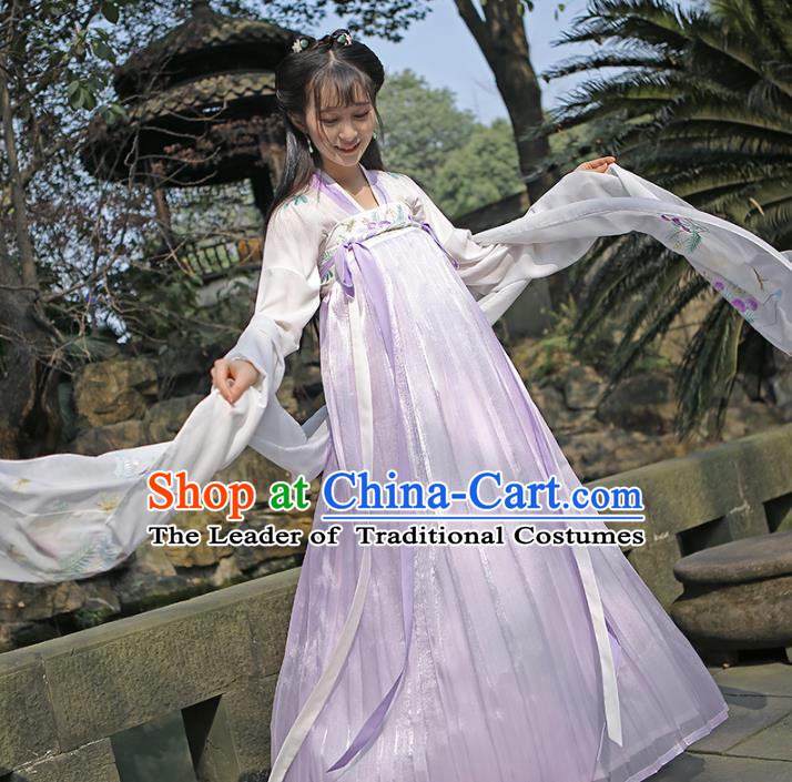 Traditional Chinese Tang Dynasty Imperial Princess Hanfu Embroidered Costume for Women