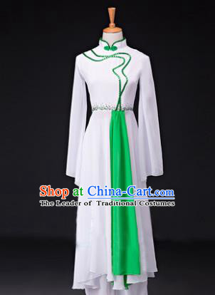 Traditional Chinese Classical Lotus Dance Costume, China Yangko Dance Green Clothing for Women