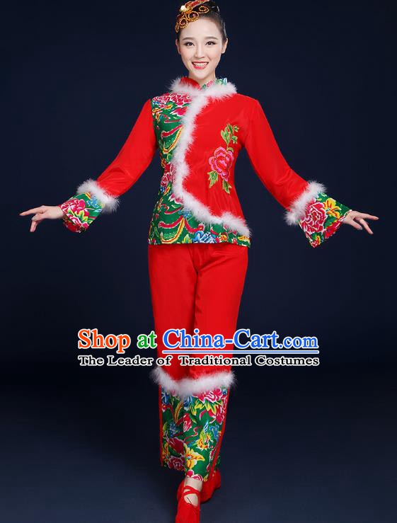Chinese Folk Dance Costume for Woman National Costumes Fan Dancing