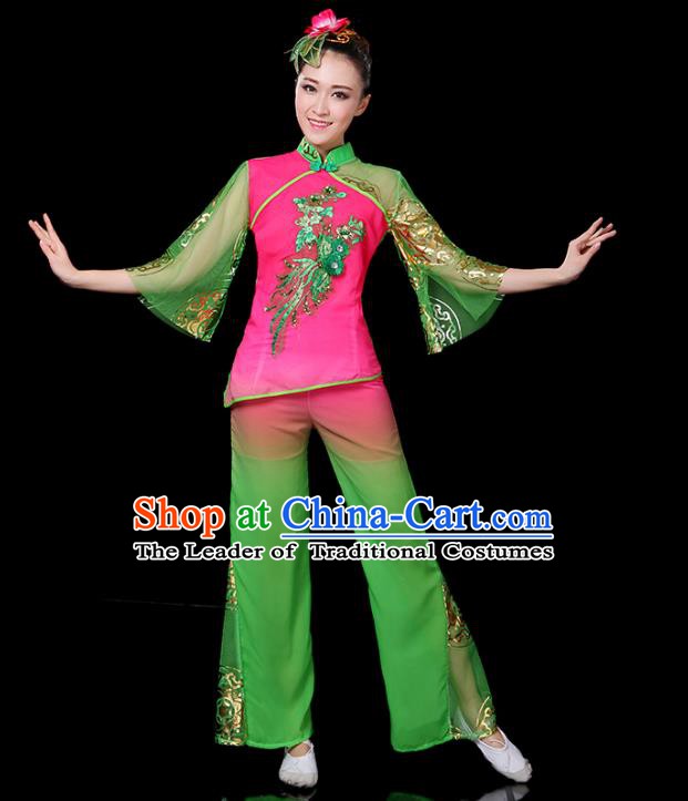 Chinese Folk Dance Costume for Woman National Costumes Fan Dancing