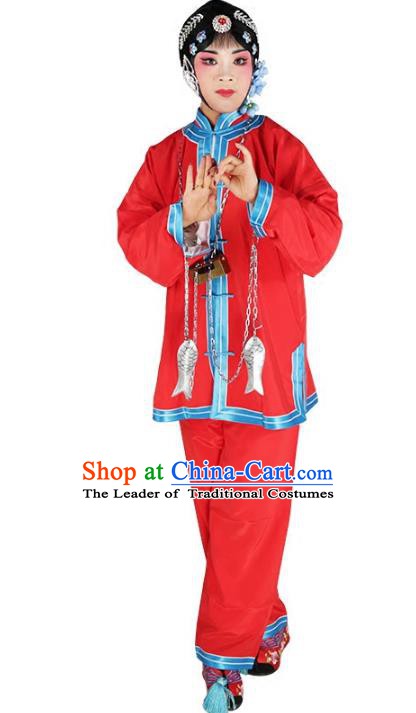 Chinese Beijing Opera Offendress Red Costume, China Peking Opera Young Lady Embroidery Clothing