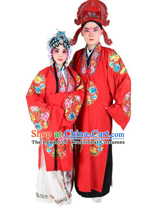 Chinese Beijing Opera Actress and Niche Embroidered Red Costume, China Peking Opera Embroidery Clothing Complete Set