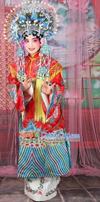 Chinese Beijing Opera Actress Imperial Concubine Costume Phoenix Coronet and Embroidered Robe, China Peking Opera Diva Clothing