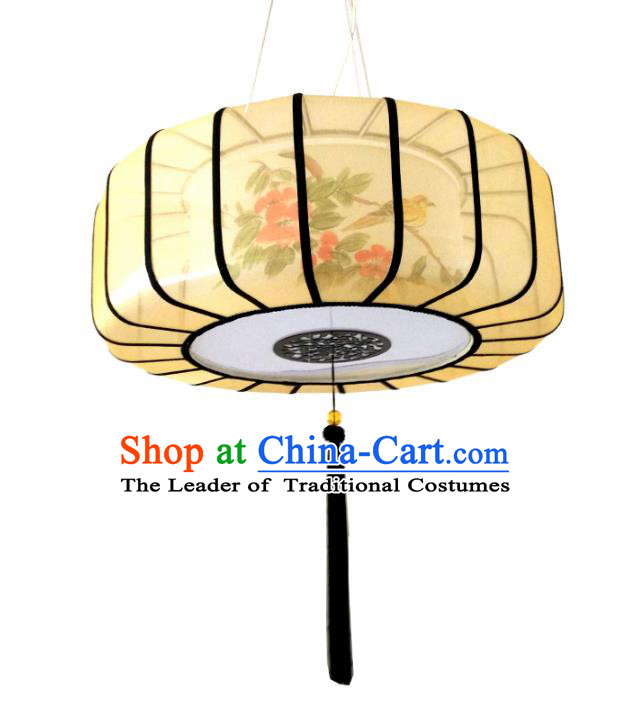 Traditional Chinese Handmade Painting Flowers Sheepskin Palace Lantern China Ceiling Palace Lamp
