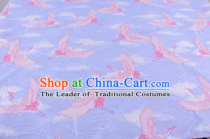 Chinese Traditional Costume Royal Palace Jacquard Weave Crane Lilac Brocade Kimono Fabric, Chinese Ancient Clothing Drapery Hanfu Cheongsam Material