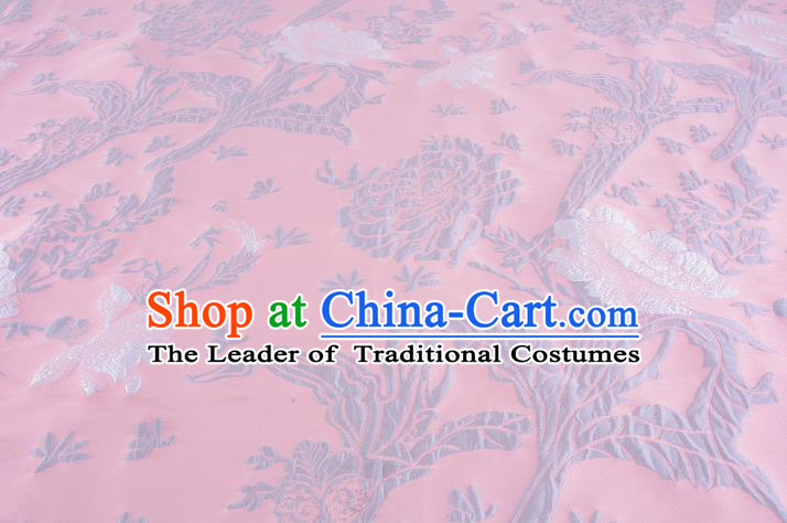 Chinese Traditional Costume Royal Palace Jacquard Weave Pink Satin Brocade Fabric, Chinese Ancient Clothing Drapery Hanfu Cheongsam Material