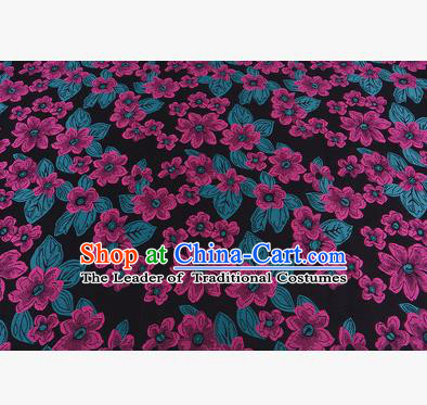Chinese Traditional Costume Royal Palace Printing Rosy Flowers Brocade Fabric, Chinese Ancient Clothing Drapery Hanfu Cheongsam Material