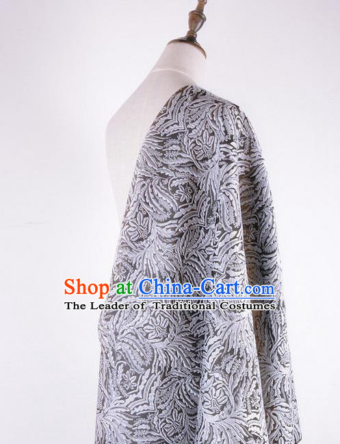Chinese Traditional Costume Royal Palace Pattern Grey Brocade Fabric, Chinese Ancient Clothing Drapery Hanfu Cheongsam Material