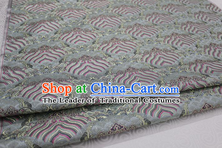 Chinese Traditional Royal Palace Pattern Mongolian Robe Grey Brocade Fabric, Chinese Ancient Emperor Costume Drapery Hanfu Tang Suit Material