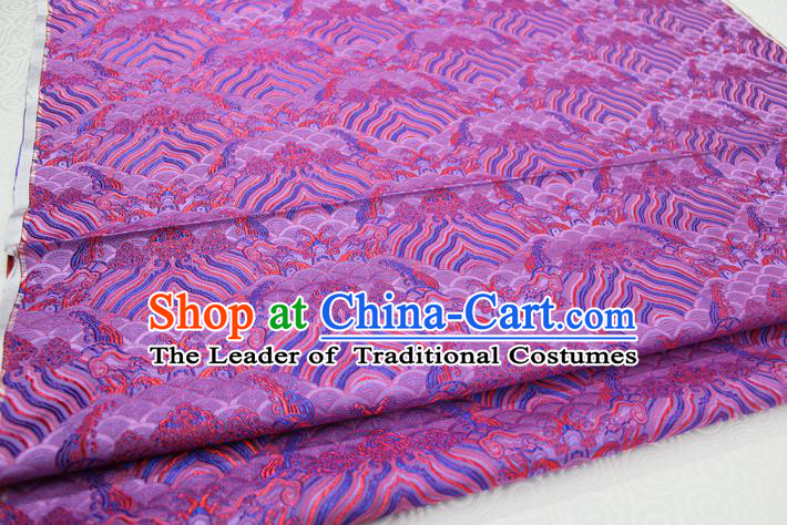 Chinese Traditional Royal Palace Pattern Mongolian Robe Amaranth Brocade Fabric, Chinese Ancient Emperor Costume Drapery Hanfu Tang Suit Material