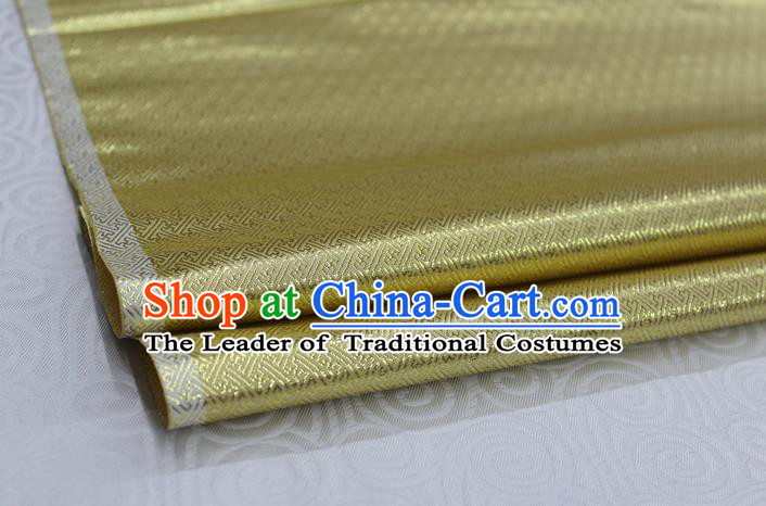 Chinese Traditional Royal Palace Pattern Mongolian Robe Light Golden Brocade Fabric, Chinese Ancient Emperor Costume Drapery Hanfu Tang Suit Material