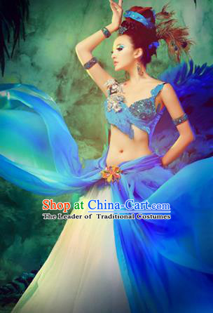Traditional Ancient Chinese Dance Costume, Elegant Peacock Clothing Chinese Tang Dynasty Imperial Empress Peacock Dance Clothing for Women