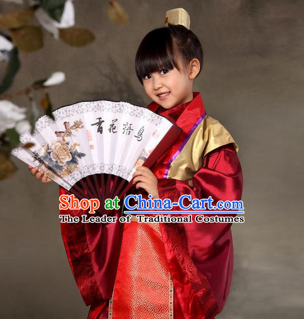 Traditional Ancient Chinese Nobility Childe Children Costume, Children Elegant Hanfu Dress Chinese Han Dynasty Imperial Prince Clothing for Kids