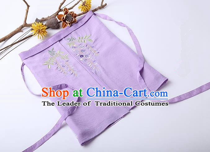 Traditional Ancient Chinese Costume Chest Wrap, Elegant Hanfu Boob Tube Top Clothing Chinese Song Dynasty Embroidery Wisteria Violet Condole Belt for Women