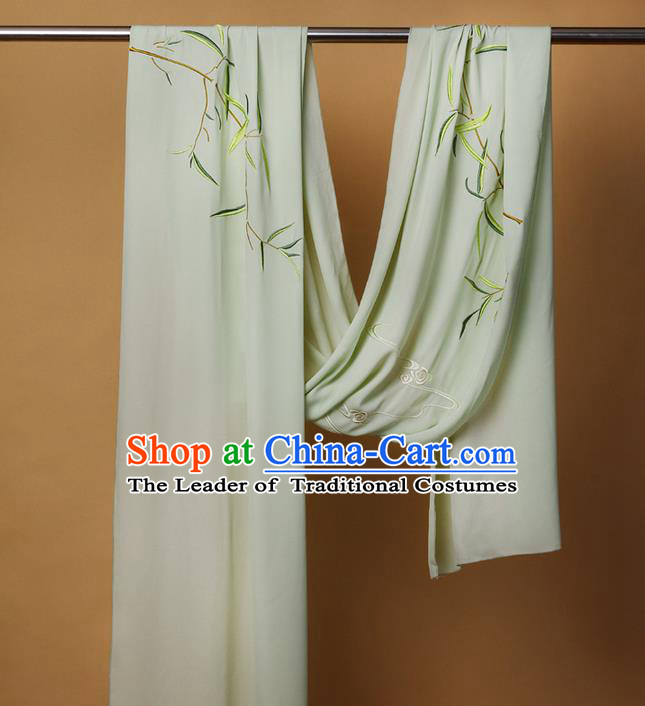 Traditional Ancient Chinese Female Costume Cardigan Wide Cappa, Elegant Hanfu Brocade Scarf Chinese Ming Dynasty Palace Lady Embroidered Bamboo Wearing Silks Clothing for Women
