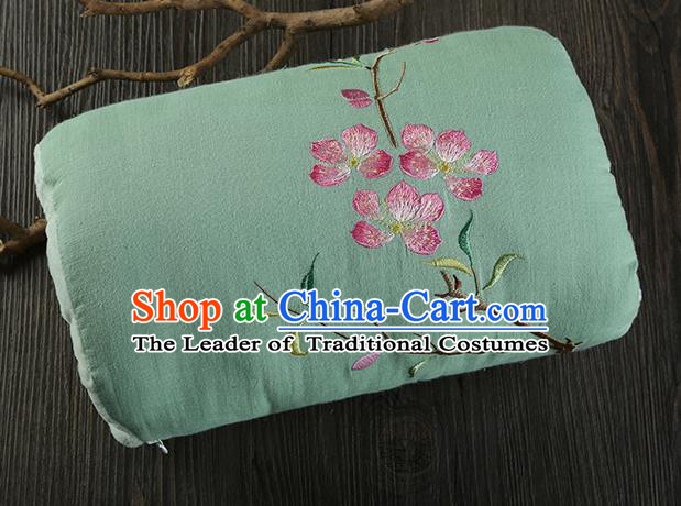 Traditional Ancient Chinese Embroidered Muff Embroidered Peach Blossom Bolster Light Green Handwarmers for Women