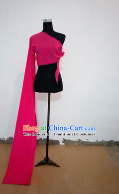 Traditional Chinese Long Sleeve Single Water Sleeve Dance Suit China Folk Dance Koshibo Long Rose Red Ribbon for Women