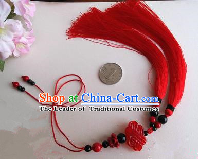 Traditional Chinese Handmade Ancient Hanfu Jade Wearing Violet Agate Chinese Knot Pendant Sword Red Tassel for Men