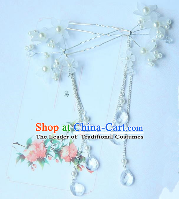 Traditional Handmade Chinese Ancient Princess Classical Accessories Jewellery Pearl Flowers Hair Sticks Hair Claws, Hair Fascinators Hairpins for Women