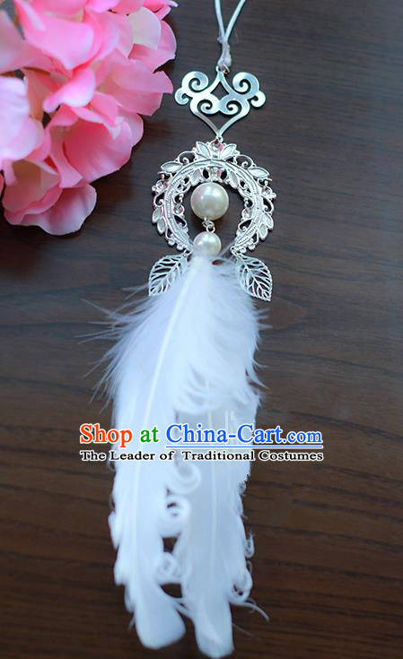 Traditional Chinese Handmade Ancient Hanfu Waist Jewelry Jade Wearing Palace Feather Pendant Sword Tassel for Women