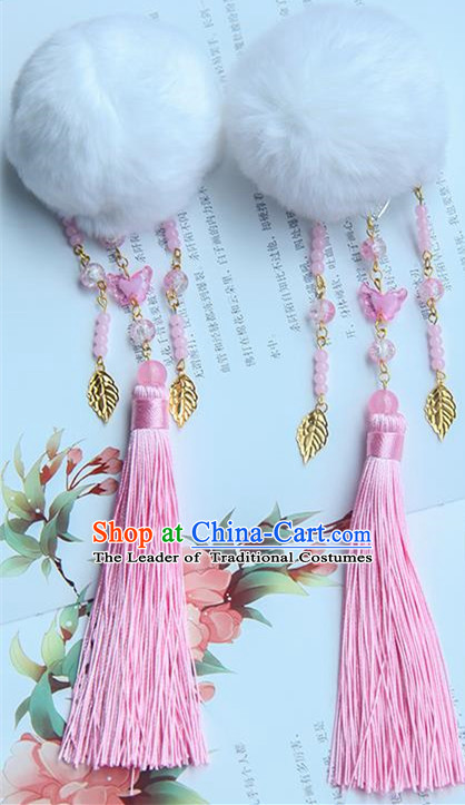 Traditional Handmade Chinese Ancient Princess Classical Accessories Jewellery Hanfu Hair Sticks Pink Venonat Hair Claws, Hair Fascinators Hairpins for Women