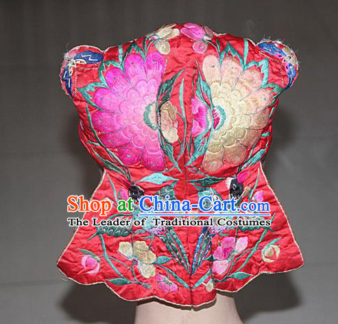 Traditional Chinese Miao Nationality Crafts Hmong Handmade Children Embroidery Phoenix Bird Tiger Headwear, Miao Ethnic Minority Exorcise Evil Tiger Hat for Kids