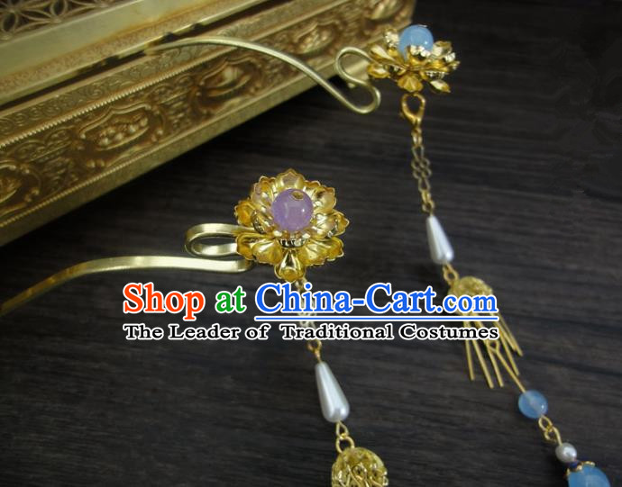 Traditional Handmade Chinese Ancient Classical Hair Accessories Barrettes Hairpin, Bride Hair Sticks Hair Jewellery, Hair Fascinators Hairpins for Women