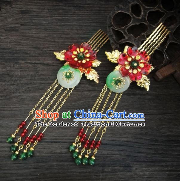 Traditional Handmade Chinese Ancient Classical Hair Accessories Barrettes Hairpin, Blueing Hair Sticks Hair Jewellery, Hair Fascinators Hairpins for Women
