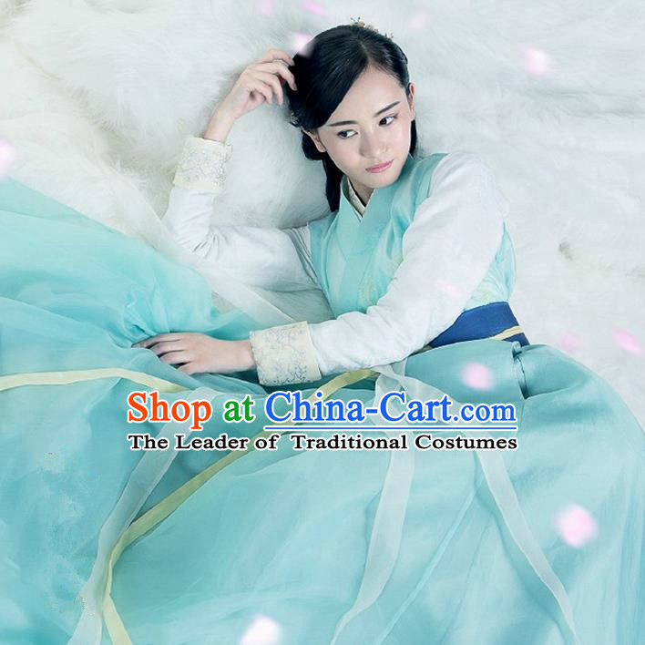Traditional Ancient Chinese Imperial Princess Costume, Chinese Han Dynasty Young Lady Dance Dress, Cosplay Chinese Peri Clothing Hanfu for Women