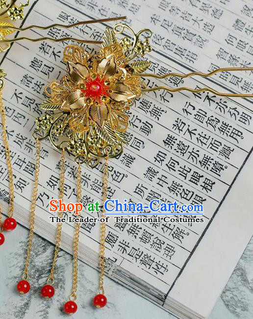 Chinese Wedding Jewelry Accessories, Traditional Xiuhe Suits Wedding Bride Butterfly Headwear, Wedding Tiaras, Ancient Chinese Harpins for Women