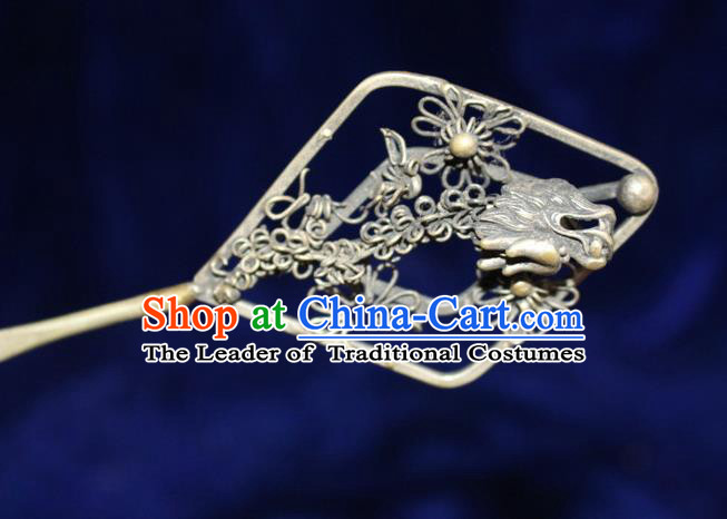 Traditional Chinese Miao Nationality Crafts Jewelry Accessory Hair Accessories, Hmong Handmade Miao Silver Palace Lady Hair Sticks Hair Claw, Miao Ethnic Minority Hair Fascinators Hairpins for Women