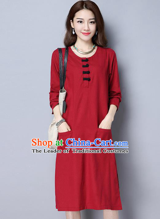 Traditional Ancient Chinese National Costume, Elegant Hanfu Dress, China Tang Suit Cheongsam Upper Outer Garment Red Elegant Dress Clothing for Women