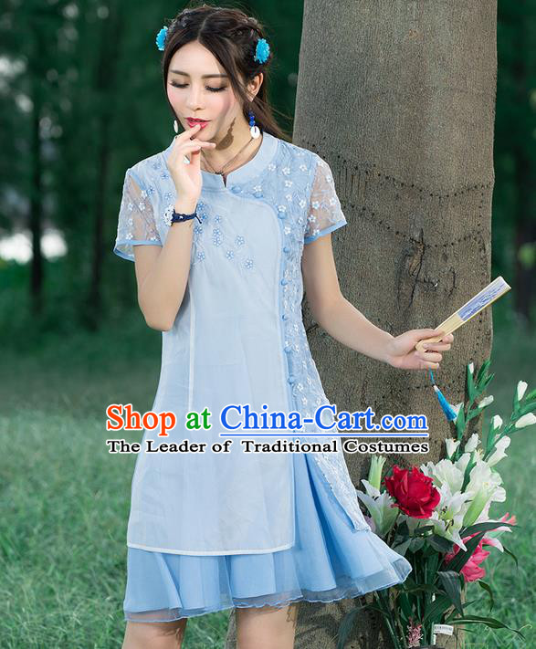 Traditional Ancient Chinese National Costume, Elegant Hanfu Dress, China Tang Suit Cheongsam Upper Outer Garment Elegant Lace Dress Clothing for Women