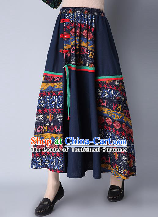 Traditional Ancient Chinese National Pleated Skirt Costume, Elegant Hanfu Flowers Long Skirt, China National Minority Tang Suit Big Swing Bust Skirt for Women