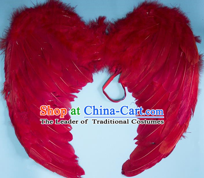Chinese Children Kindergarten Stage Performance Prop Angel Red Feather Butterfly Wings for Kids