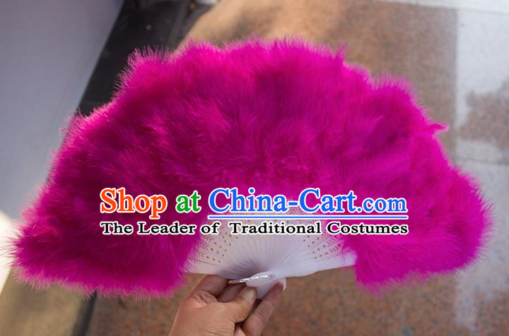 Traditional Handmade Chinese Classical Feather Fans, China Folk Dance Fan Dance Stage Performance Rose Fan for Women