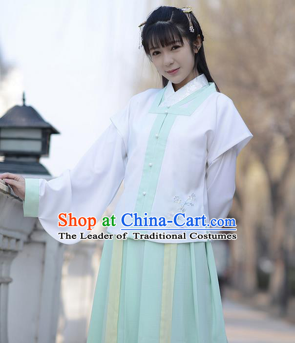 Traditional Ancient Chinese Young Lady Costume Embroidered Sleeveless Over-dress Vest, Elegant Hanfu Vests Clothing Chinese Ming Dynasty Imperial Princess Dress Clothing for Women